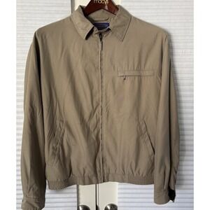 Pendelton Bomber Jacket Mens Large Lined Lightweight Tan Full Zip Small Scuff